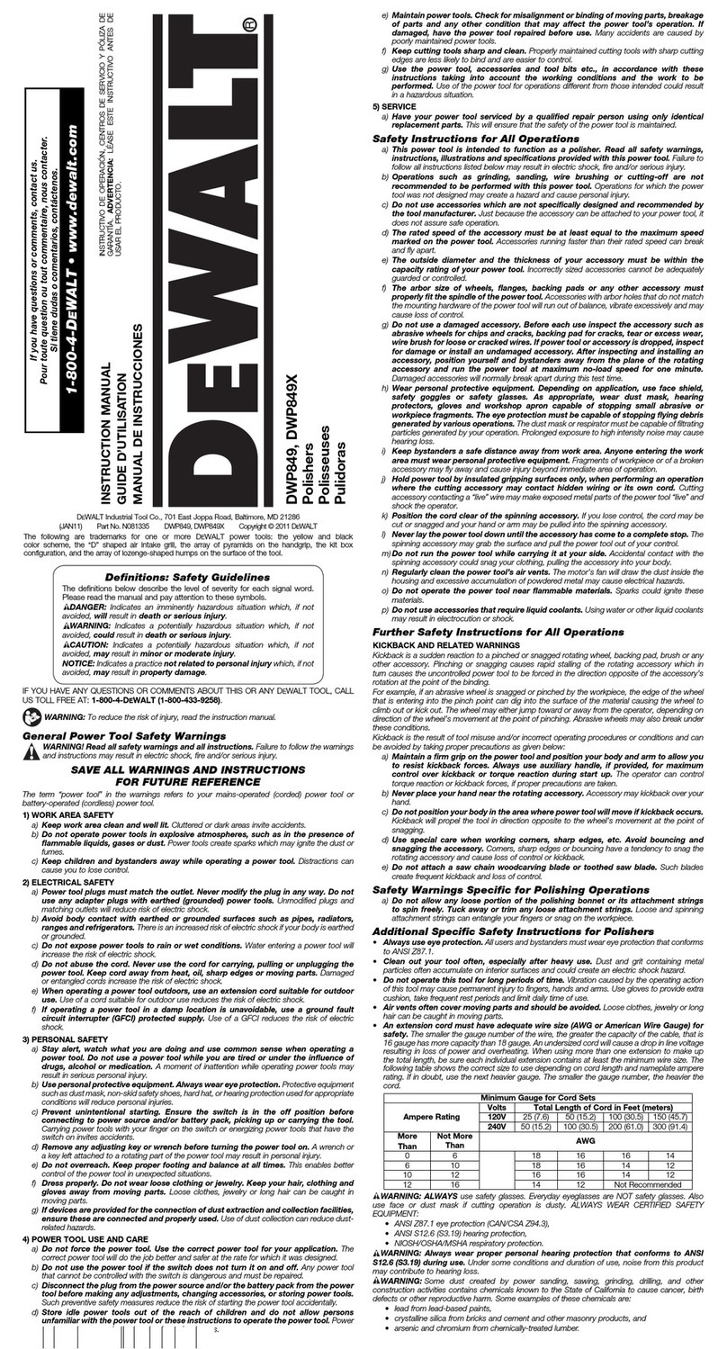 DeWalt DWP849 instruction manual