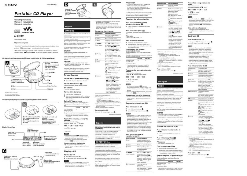 Sony Walkman D-E340 User manual
