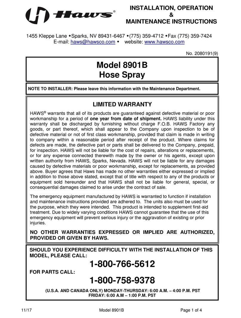 Haws 8901B Installation, operation & maintenance instructions