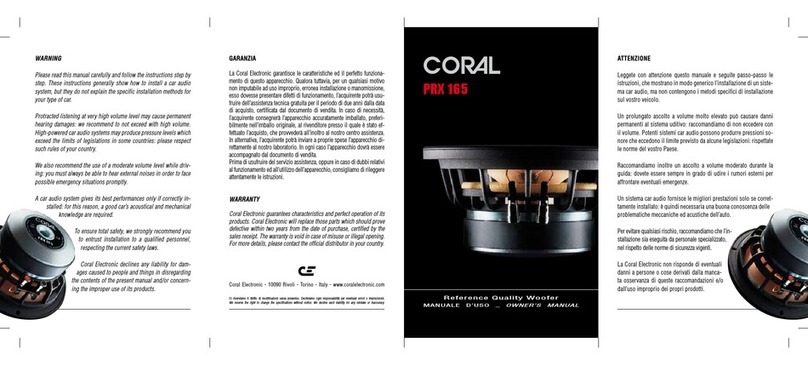 Coral PRX 165 owner's manual