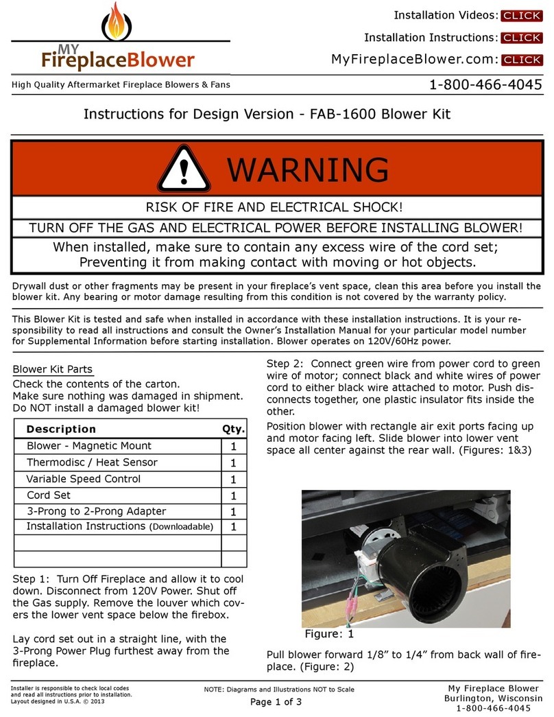 My Fireplace Blower FAB-1600 Installation instructions manual My Fireplace Blower FAB-1600 Installation instructions manual