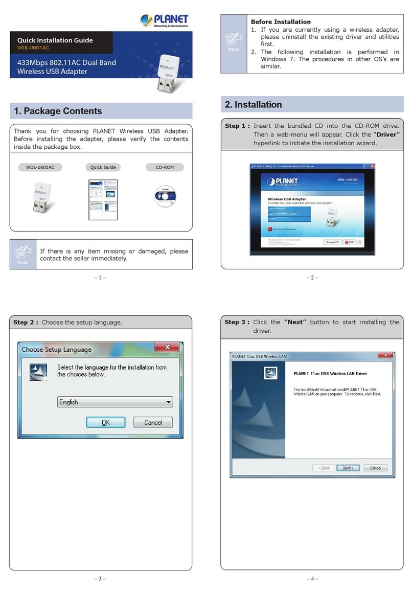 Planet Networking & Communication WDL-U601AC User manual