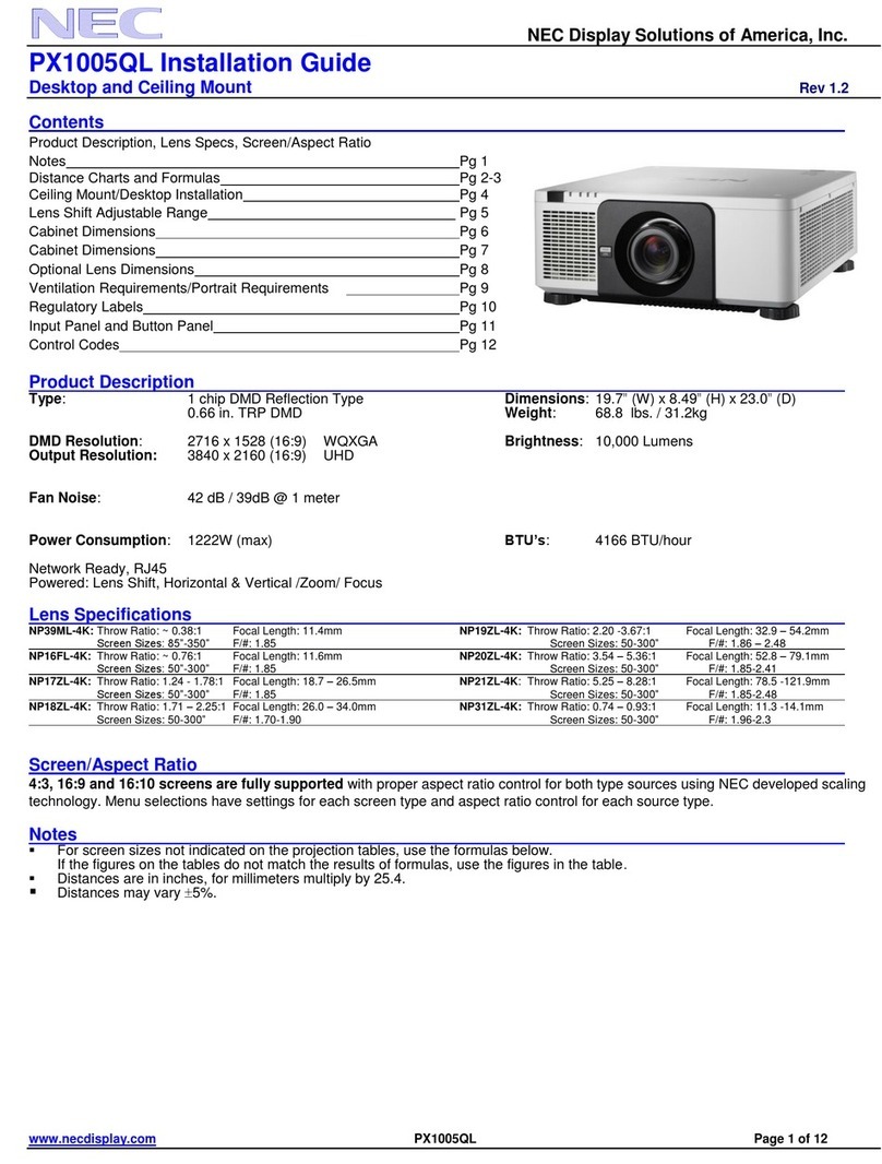 NEC PX1005QL Series User manual