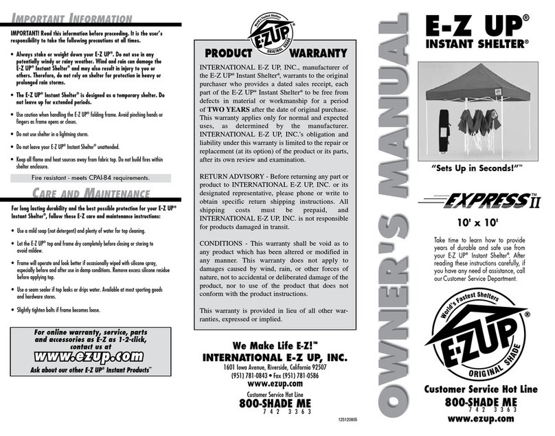 E-Z UP INSTANT SHELTER owner's manual