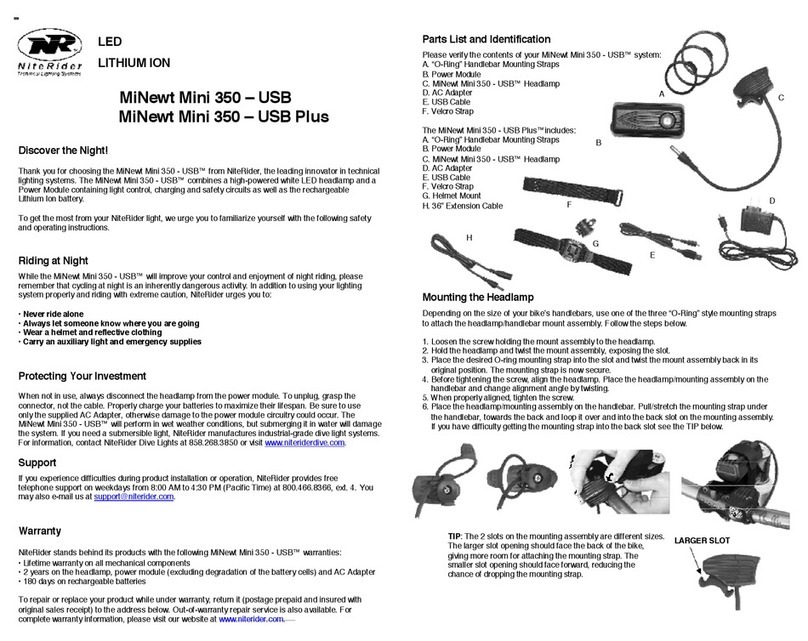 NiteRider MiNewt Mini 350 - USB User manual