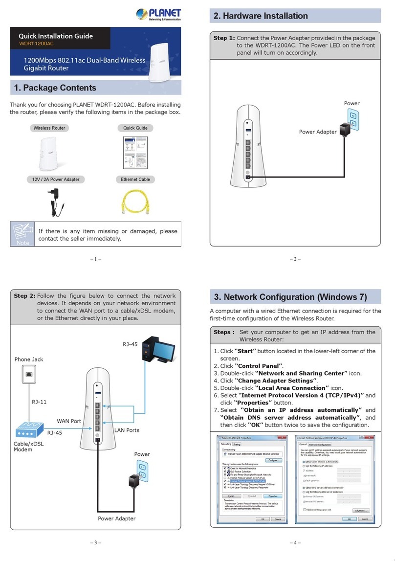 Planet WDRT-1200AC Quick installation guide