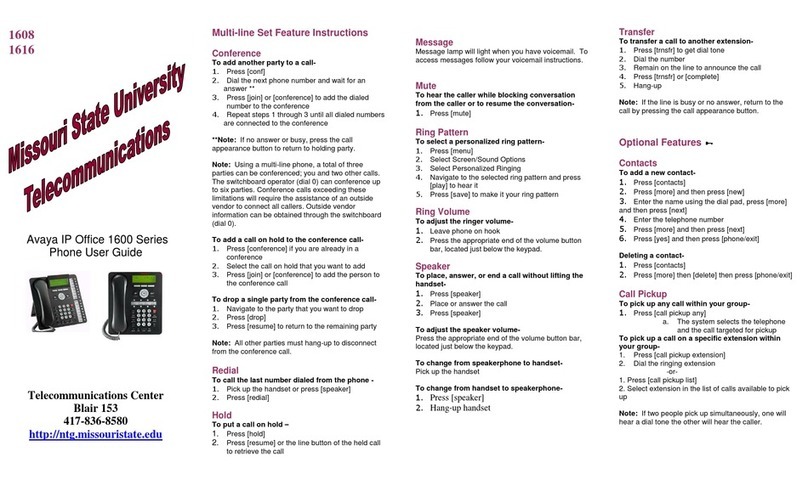 Avaya one-X Deskphone Value Edition 1608 User manual