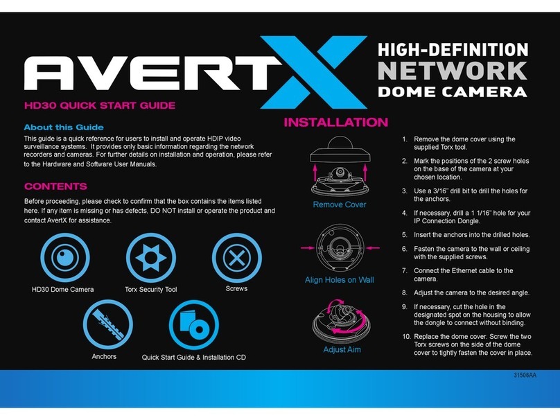 avertX HD30 High Definition Network Dome Camera quick start guide