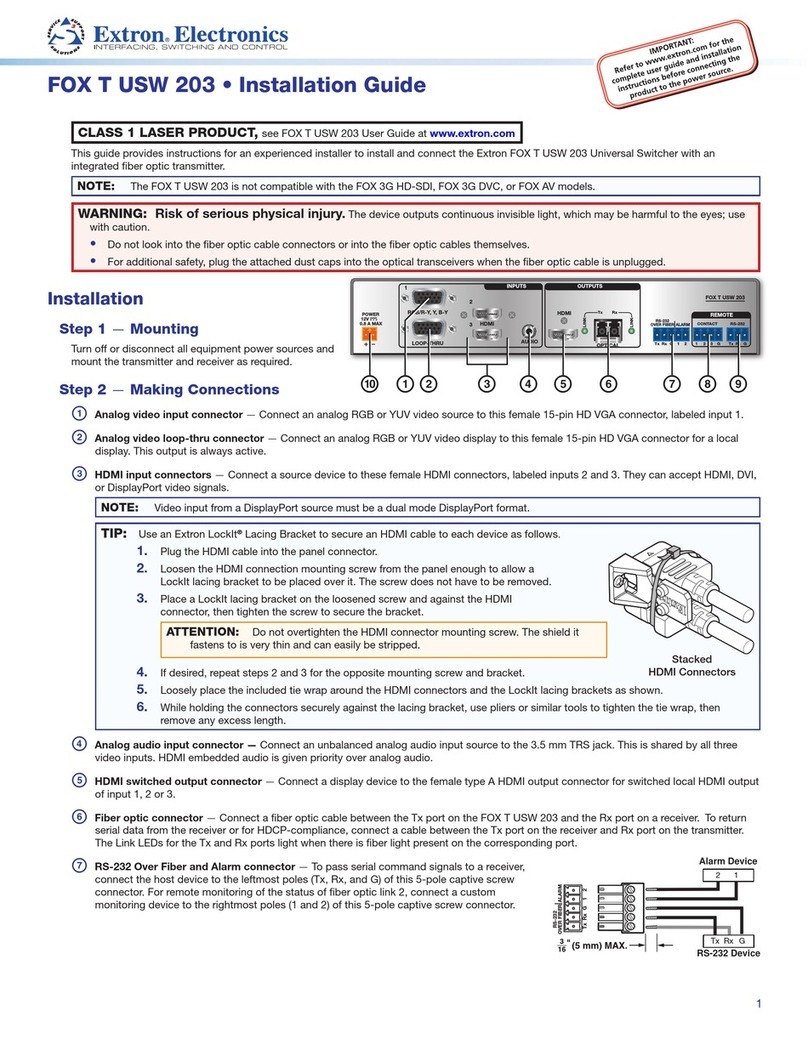 Extron electronics FOX T USW 203 installation guide Extron electronics FOX T USW 203 installation guide