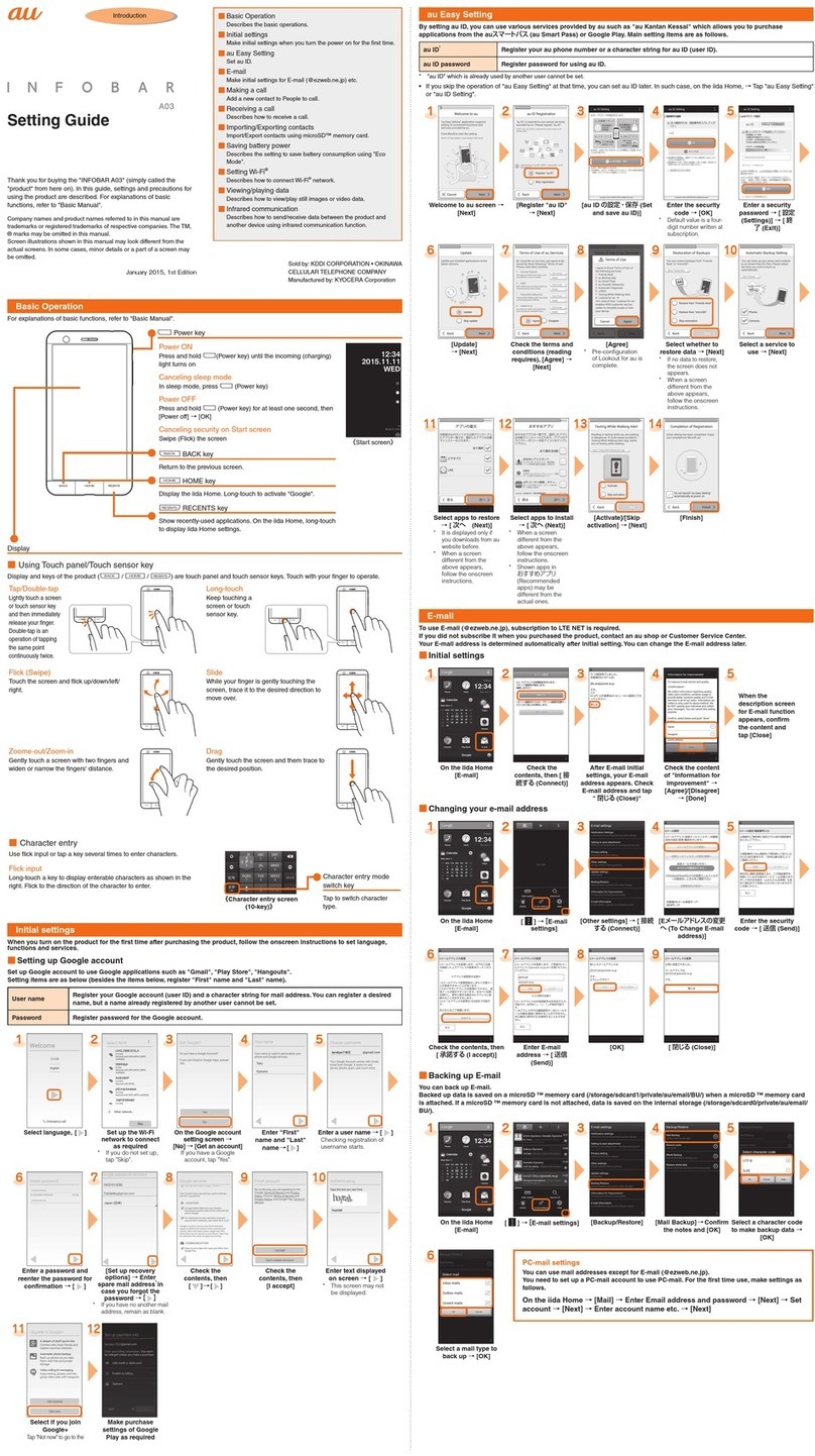 Kyocera INFOBAR A03 Settings guide