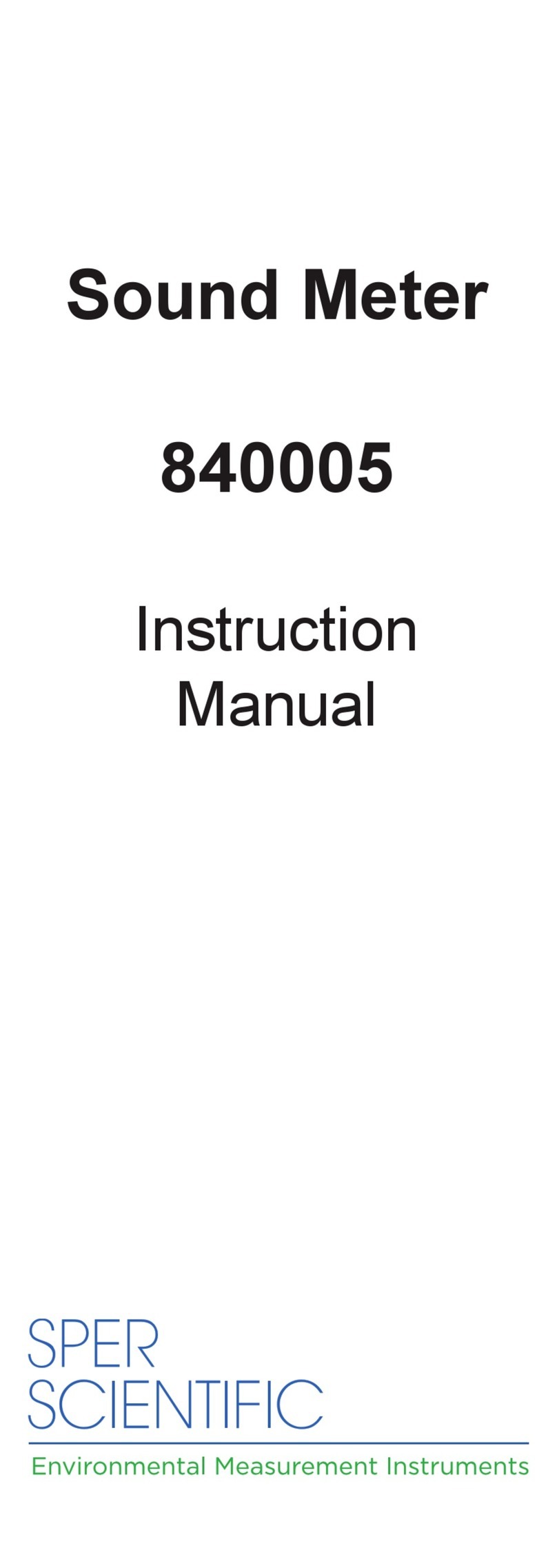 Sper scientific 840005 instruction manual