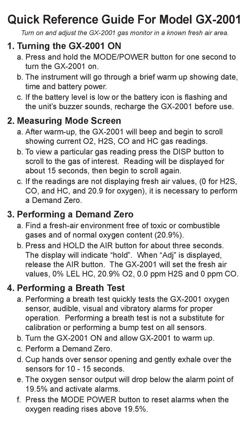 RKI Instruments GX-2001 Quick reference guide