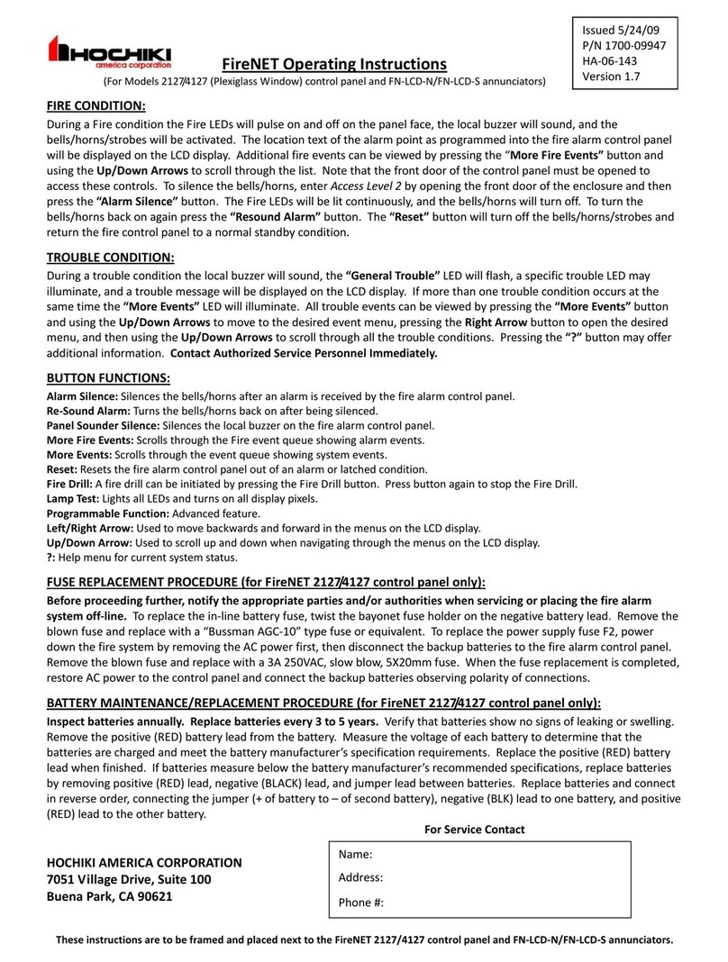 Hochiki FireNET 4127 User manual Hochiki FireNET 4127 User manual