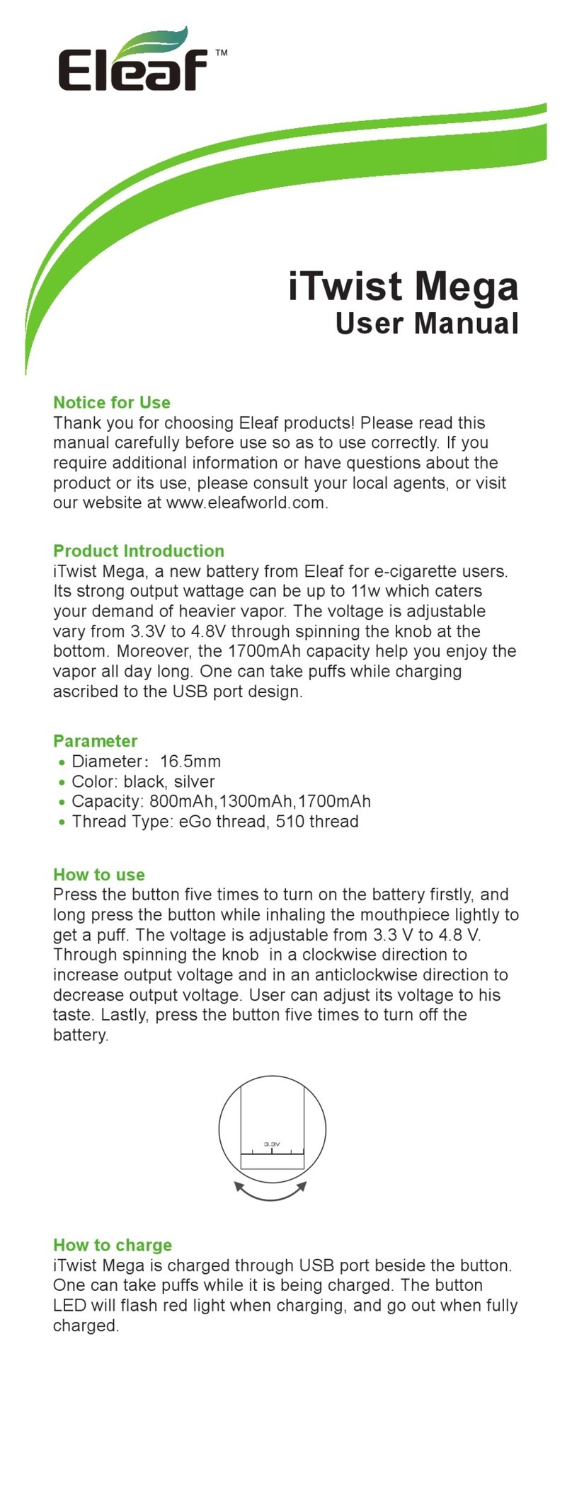 Eleaf iTwist Mega User manual