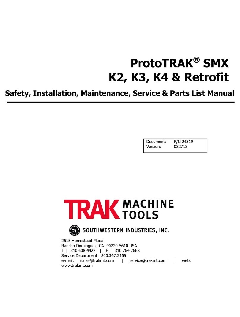 Trak Machine Tools ProtoTRAK SMX K2 Safety, Installation, Maintenance, Service and Parts List