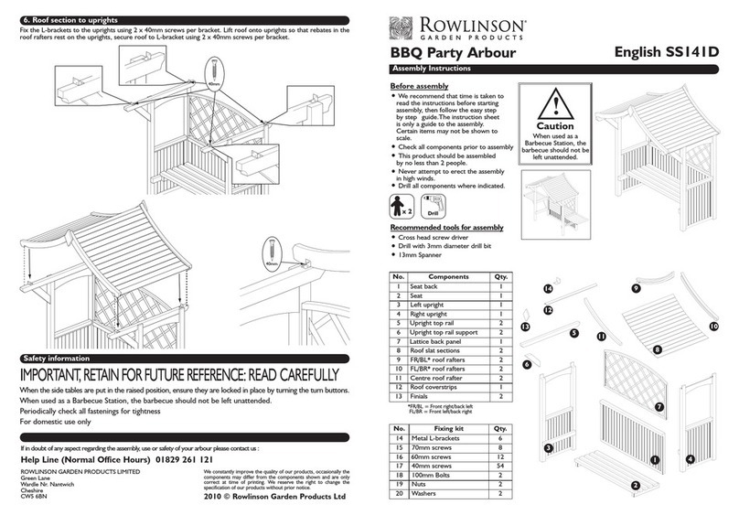 Rowlinson BBQ Party Arbour Assembly instructions