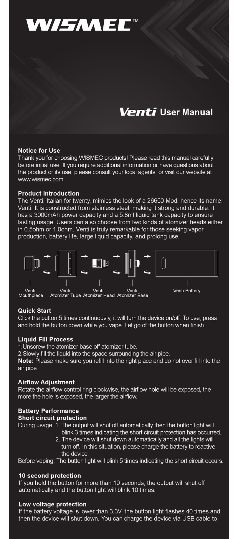 Wismec Venti user manual