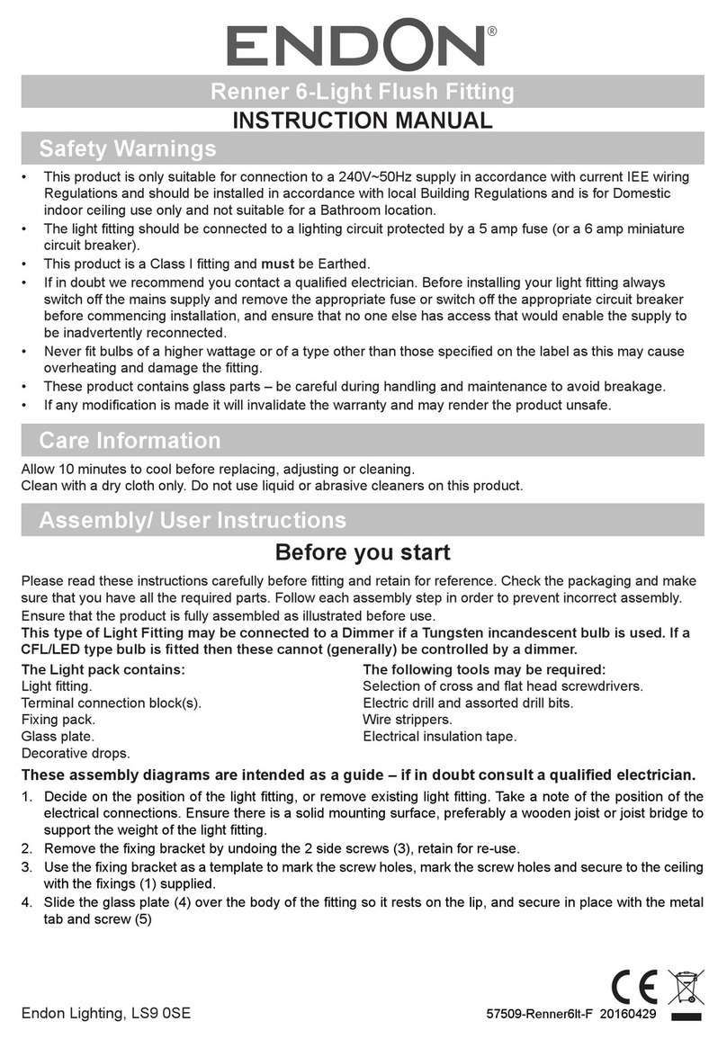 Endon Renner 6-Light Flush Fitting instruction manual