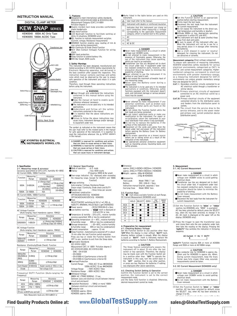 Kyoritsu Electrical Instruments Works, Ltd. KEW2040 instruction manual