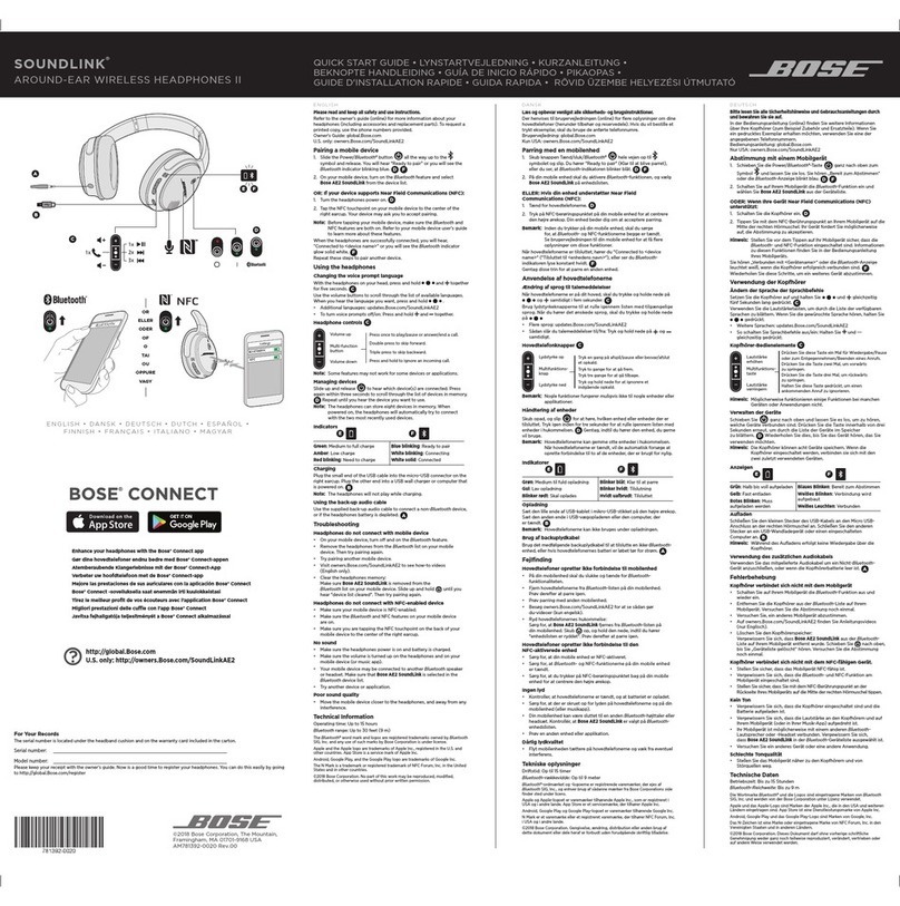 Bose AROUND-EAR WIRELESS HEADPHONES II User manual Bose AROUND-EAR WIRELESS HEADPHONES II User manual