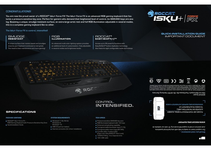 Roccat ISKU PLUS FORCE FX Quick installation guide