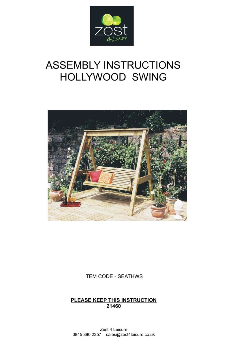 Zest 4 Leisure HOLLYWOOD SWING User manual Zest 4 Leisure HOLLYWOOD SWING User manual