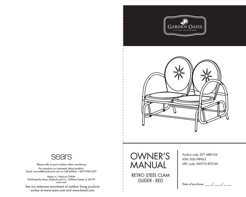 Garden Oasis RETRO STEEL CLAM GLIDER RED owner's manual