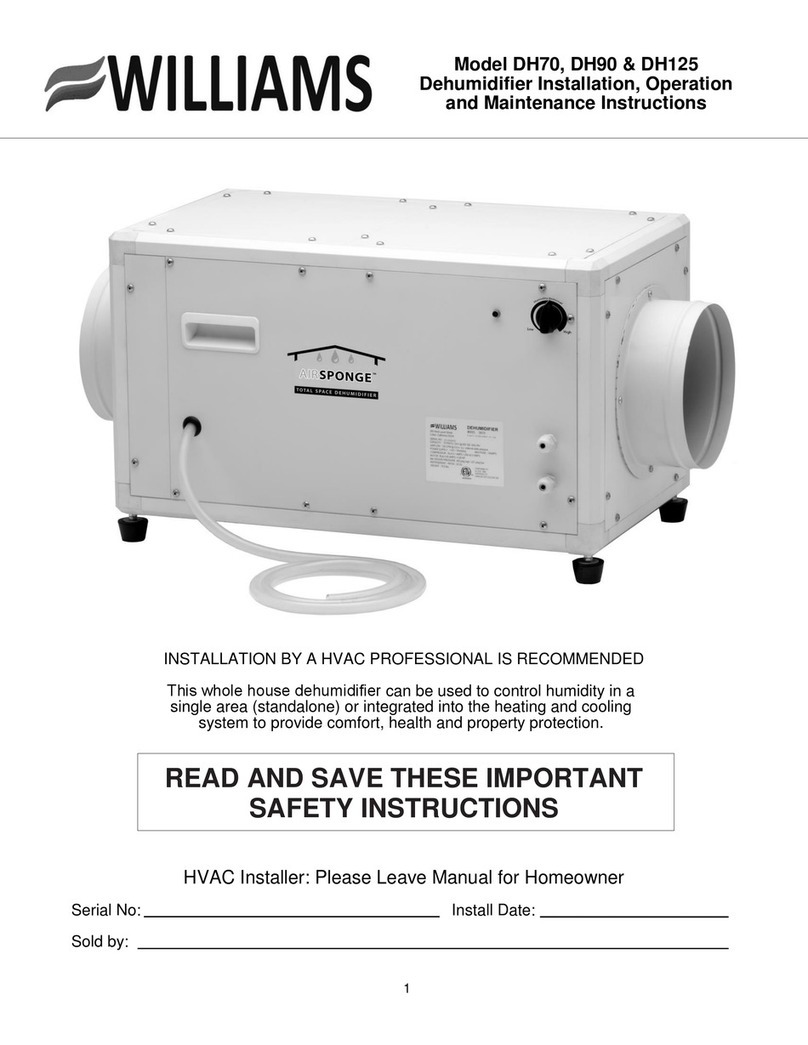 Williams DH70 Installation, operation and maintenance instructions