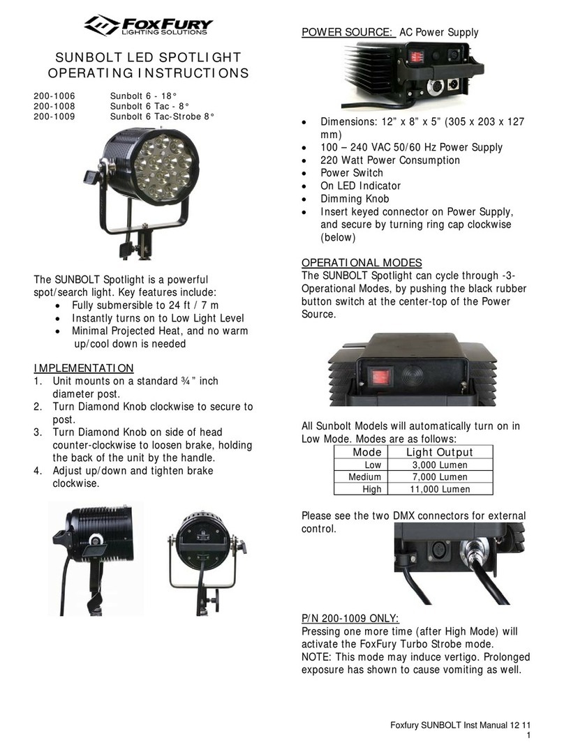 Foxfury Lighting Solutions SUNBOLT operating instructions
