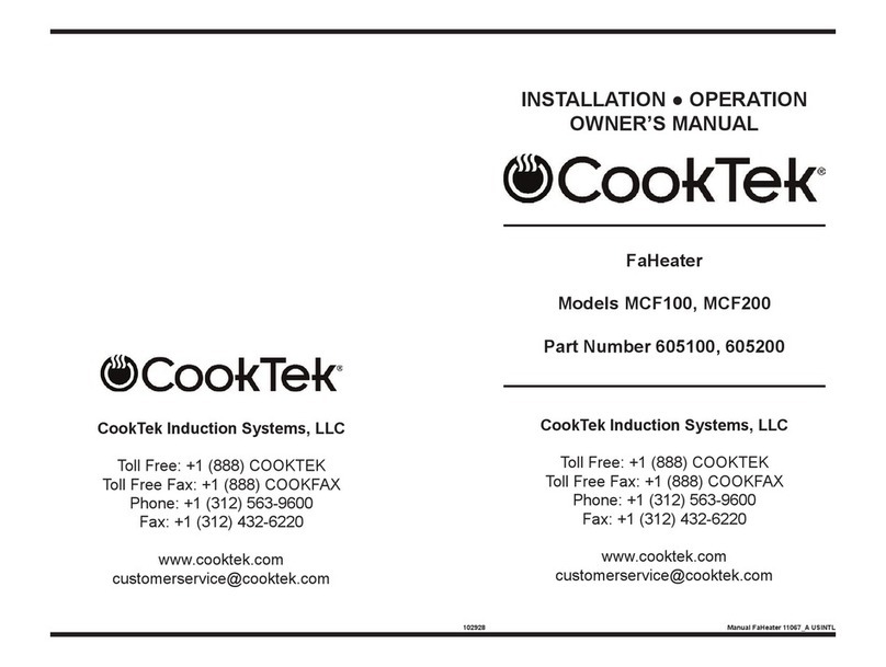 CookTek FaHeater Installation, operation and owner's manual CookTek FaHeater Installation, operation and owner's manual