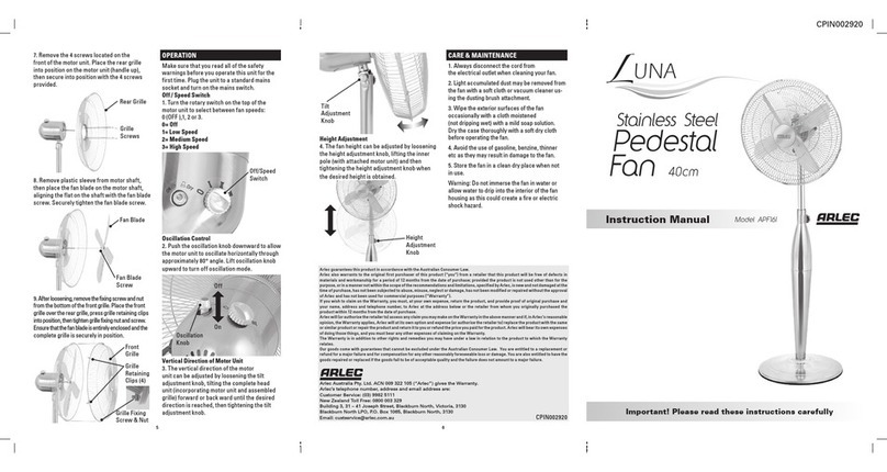 Luna APF161 instruction manual