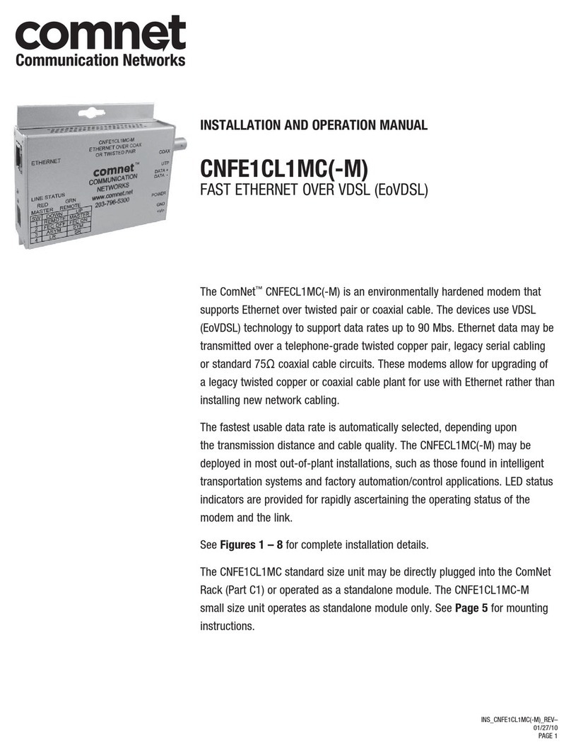 Comnet CNFE1CL1MC Installation and operation manual