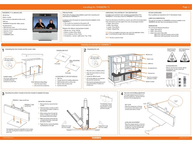 TANDBERG T1 Assembly instructions TANDBERG T1 Assembly instructions