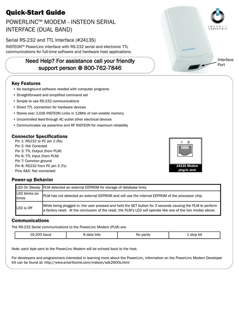 INSTEON POWERLINC 2413S quick start guide
