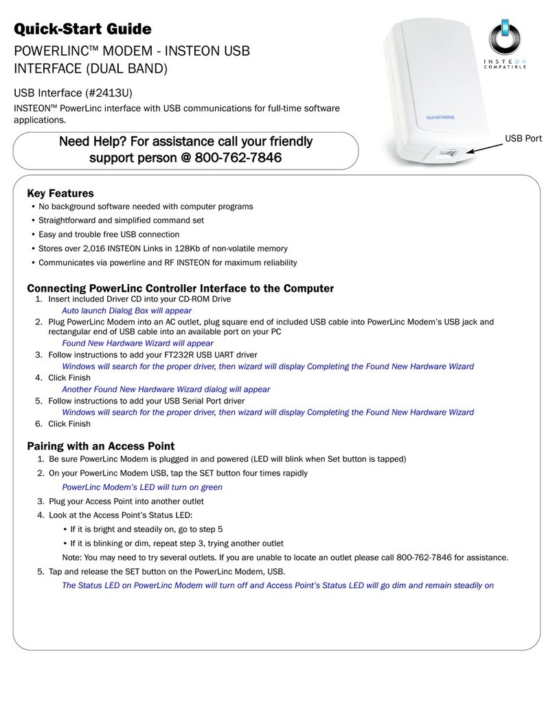 INSTEON POWERLINC 2413U quick start guide