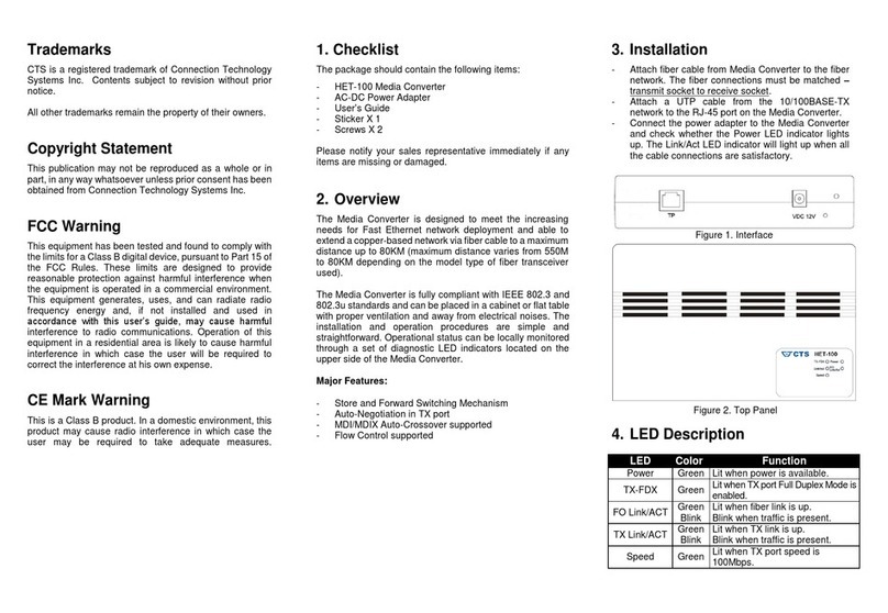 Connection Technology Systems HET-100 SERIES User manual