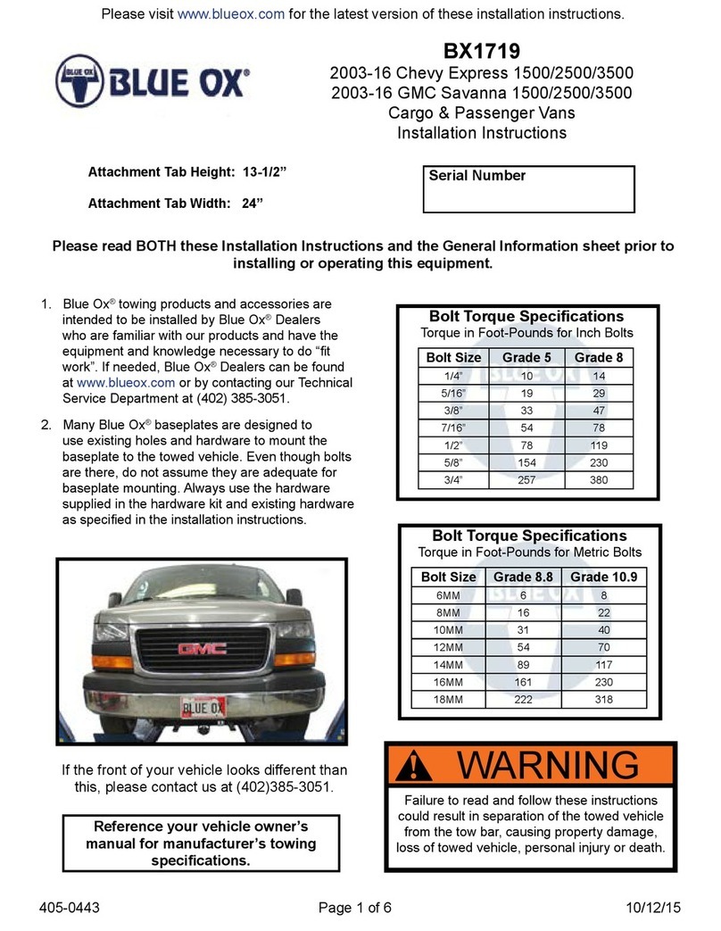 Blue Ox BX1719 installation instructions