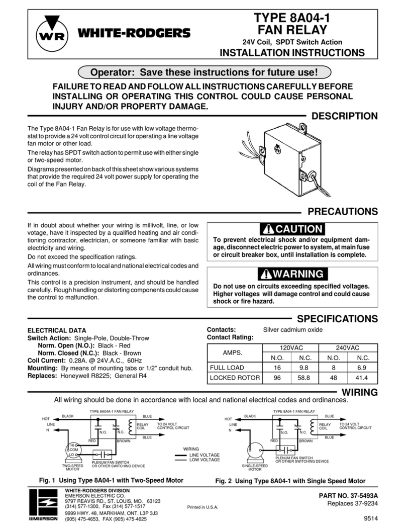White Rodgers 8A04-1 installation instructions