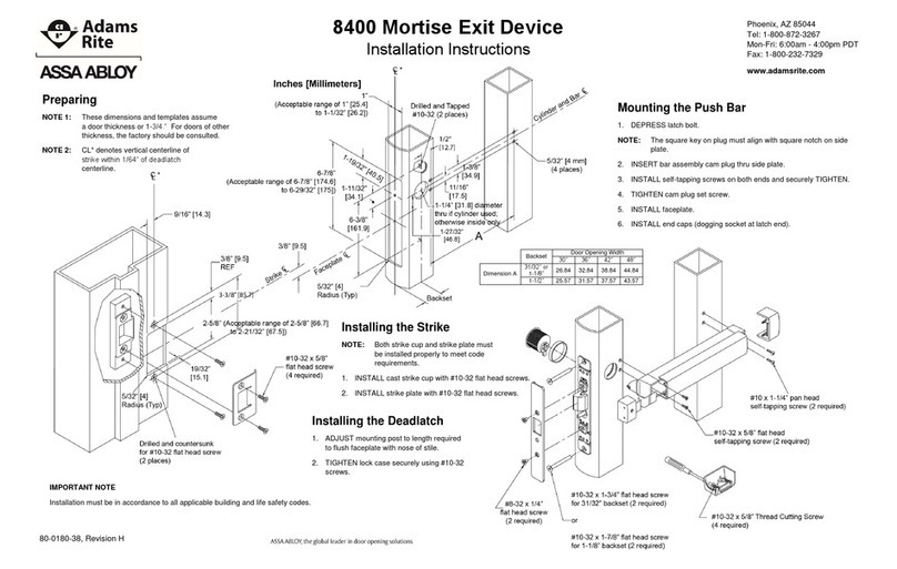 Assa Abloy 8400 installation instructions