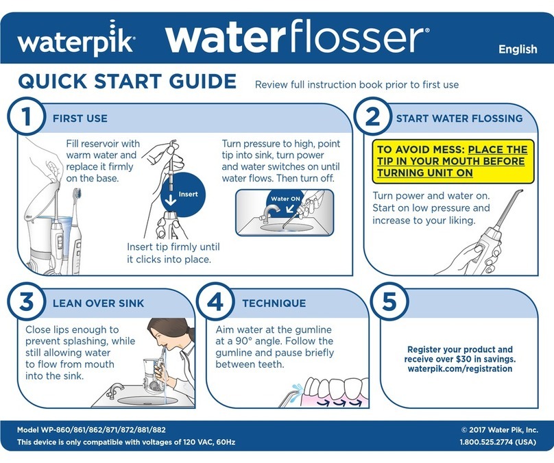 Waterpik waterflosser WP-860 quick start guide