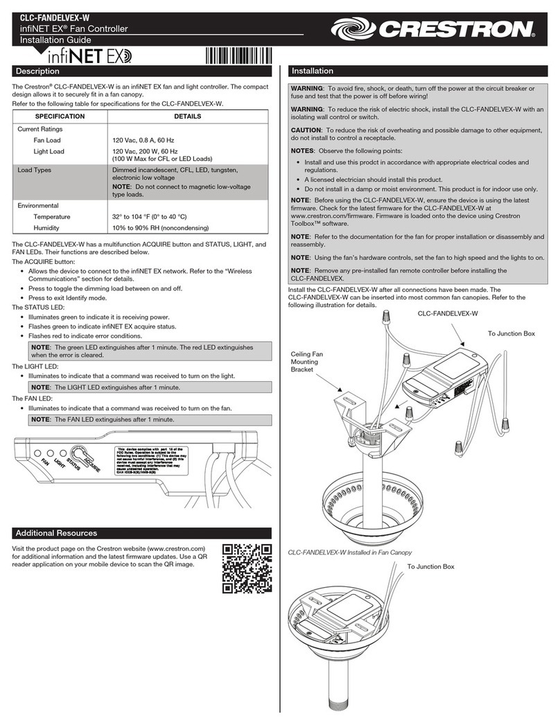 Crestron infiNET EX CLC-FANDELVEX-W User manual