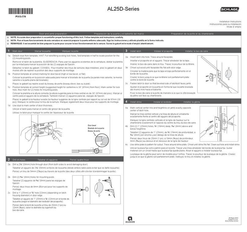 Schlage AL25D Series installation instructions