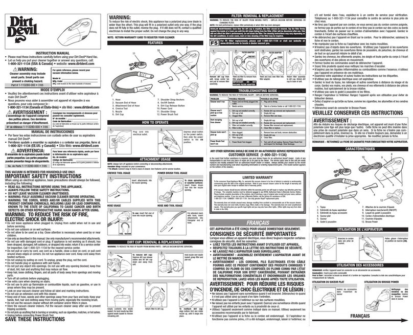 Dirt Devil M08200 instruction manual