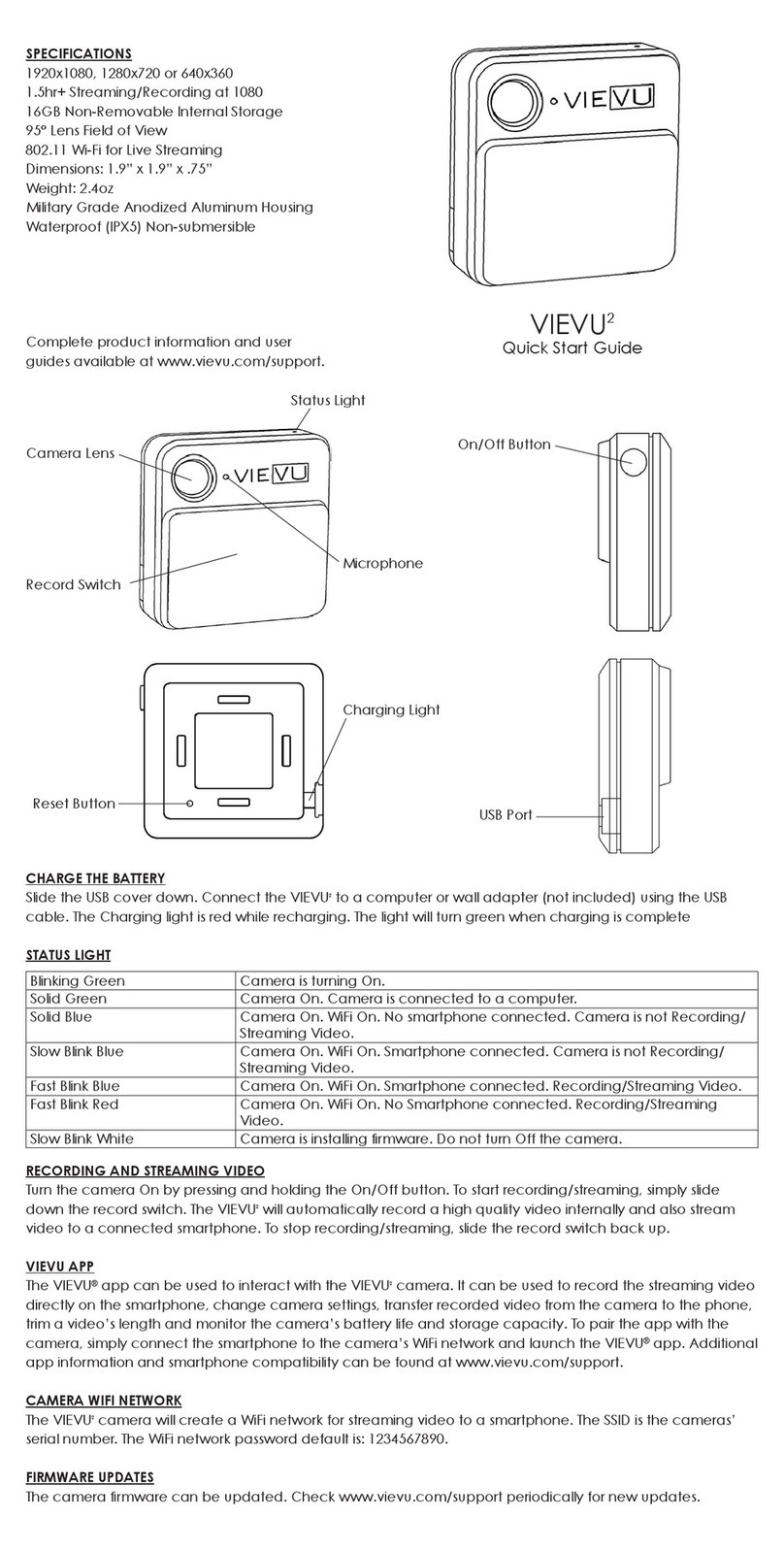 VIEVU VIEVU2 Quick start guides