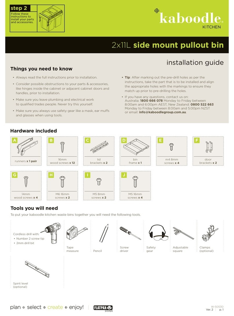 Kaboodle 2x11L Side Mount Pullout Bin installation guide Kaboodle 2x11L Side Mount Pullout Bin installation guide