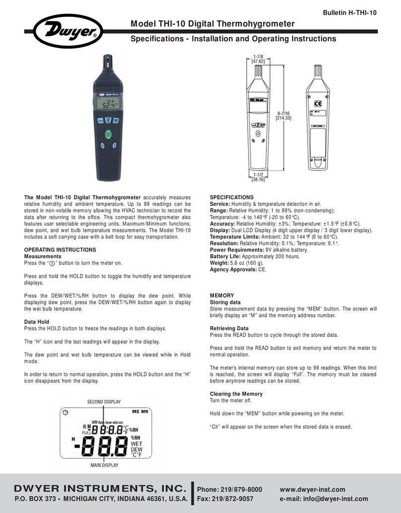Dwyer Instruments THI-10 Installation and operating instructions