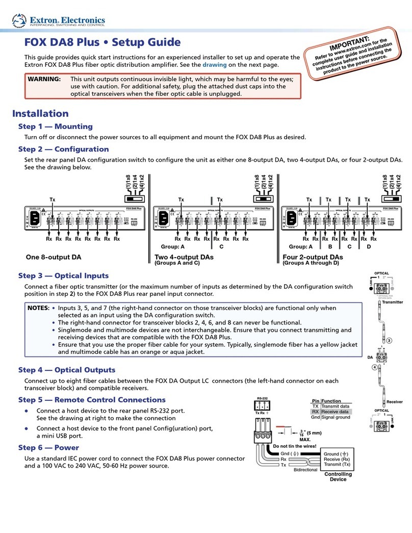 Extron electronics FOX DA8 Plus Setup guide