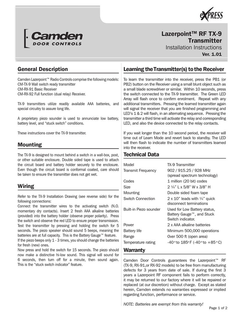 CAMDEN Lazerpoint RF TX-9 User manual