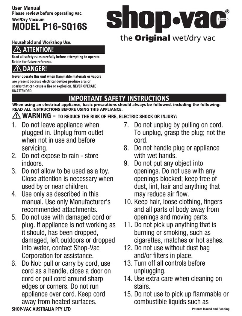 Shop-Vac P16-SQ16S user manual