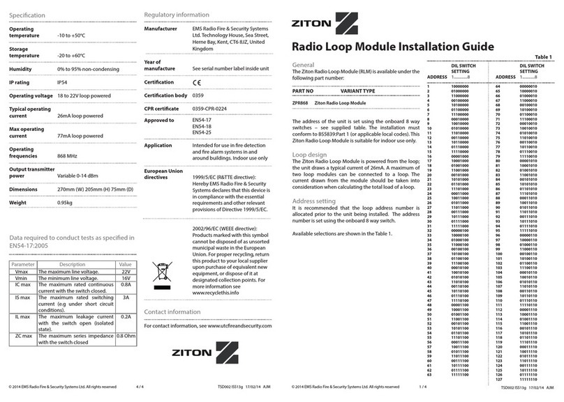 Ziton ZPR868 Installation guide / instruction manual